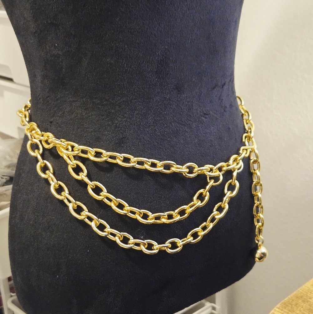 Gold Chain Draped Waist Belt - Women Accessories